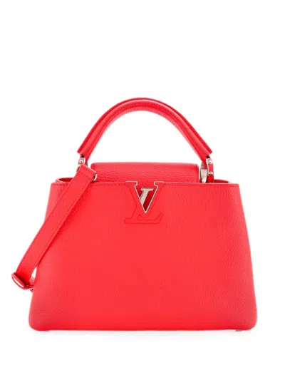 Pre-owned Louis Vuitton Capucines Bag Leather Bb Satchel In Red
