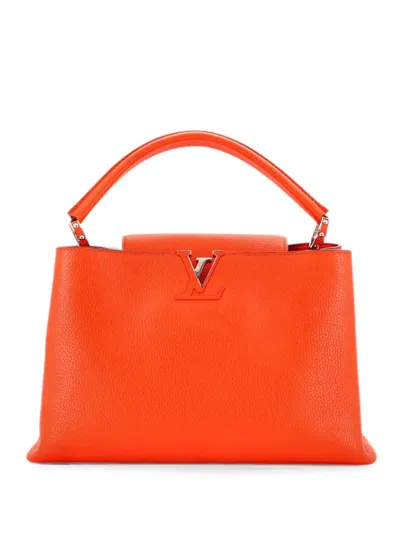 Pre-owned Louis Vuitton Capucines Bag Leather Gm Satchel In オレンジ