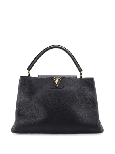 Pre-owned Louis Vuitton Capucines Bag Leather Gm Satchel In Black