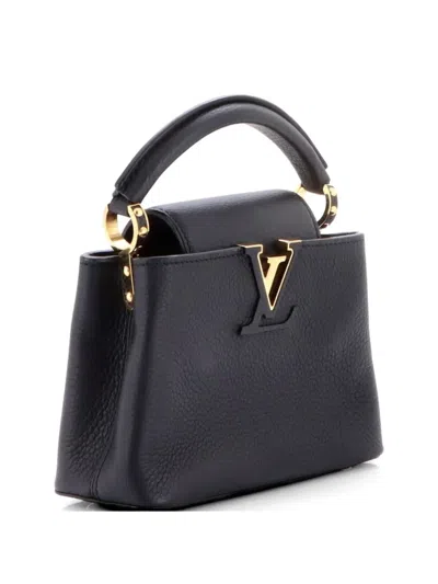 Pre-owned Louis Vuitton Capucines Bag Leather Mini Satchel In Black