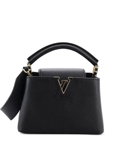 Pre-owned Louis Vuitton Capucines Bag Leather Mini Satchel In Black