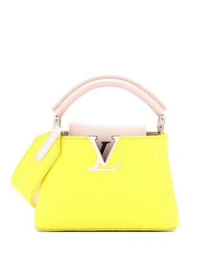 Pre-owned Louis Vuitton Capucines Bag Leather Mini Satchel In Green