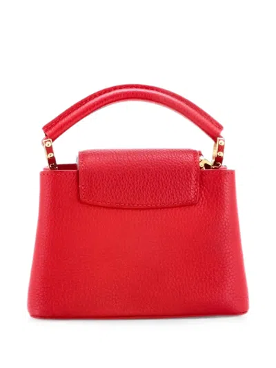 Pre-owned Louis Vuitton Capucines Bag Leather Mini Satchel In Red