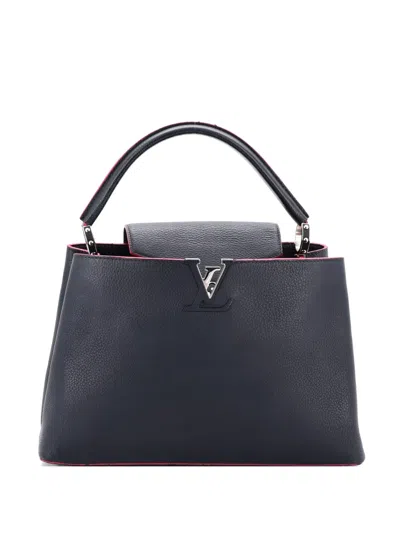 Pre-owned Louis Vuitton Capucines Bag Leather Mm Satchel In Black