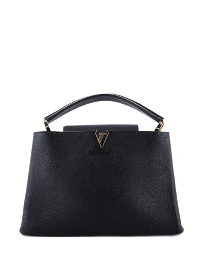 Pre-owned Louis Vuitton Capucines Bag Leather Mm Satchel In Black