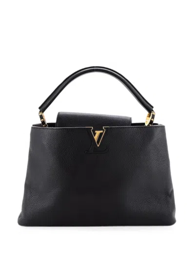 Pre-owned Louis Vuitton Capucines Bag Leather Mm Satchel In Black