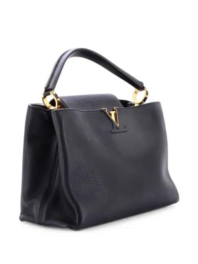Pre-owned Louis Vuitton Capucines Bag Leather Mm Satchel In Black