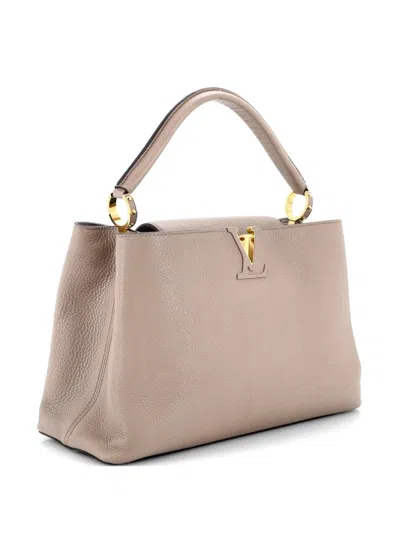 Pre-owned Louis Vuitton Capucines Bag Leather Mm Satchel In Neutral