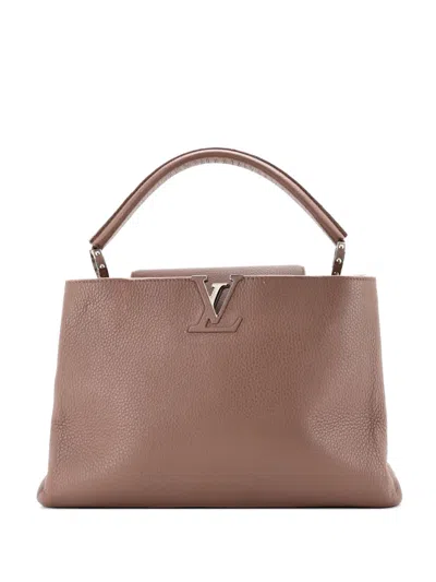 Pre-owned Louis Vuitton Capucines Bag Leather Mm Satchel In Neutral
