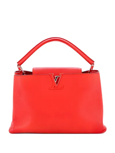 Pre-owned Louis Vuitton Capucines Bag Leather Mm Satchel In Red