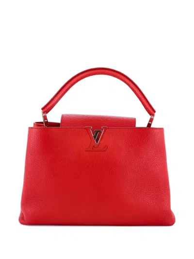 Pre-owned Louis Vuitton Capucines Bag Leather Mm Satchel In Red