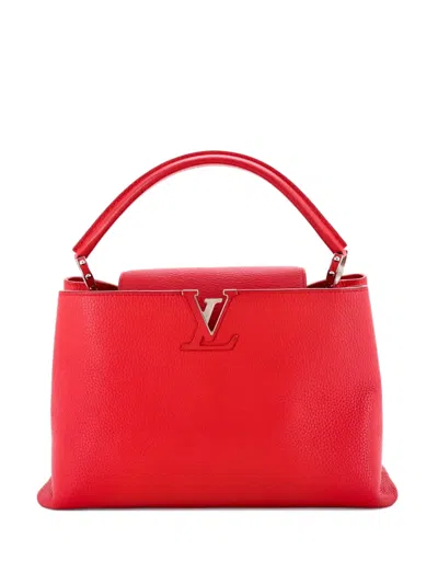 Pre-owned Louis Vuitton Capucines Bag Leather Mm Satchel In Red