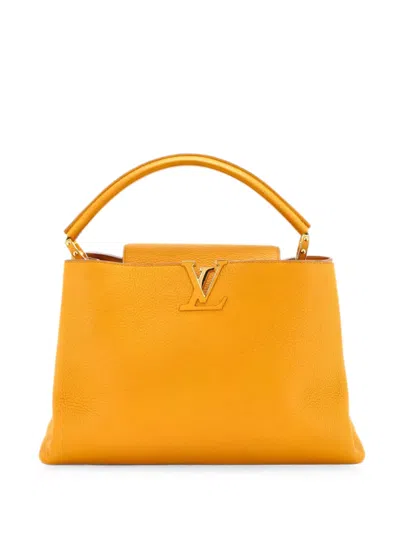 Pre-owned Louis Vuitton Capucines Bag Leather Mm Satchel In Yellow