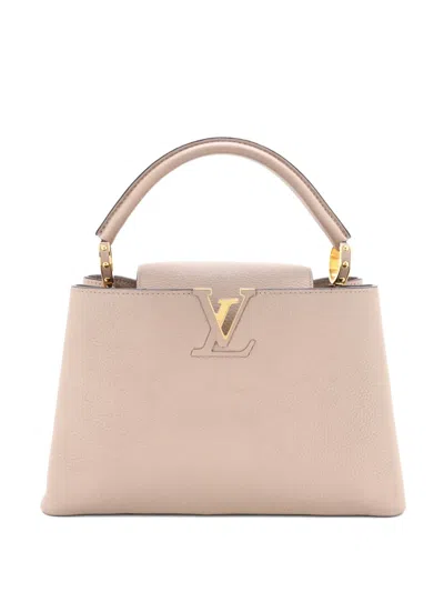 Pre-owned Louis Vuitton Capucines Bag Leather Pm Satchel In Neutral