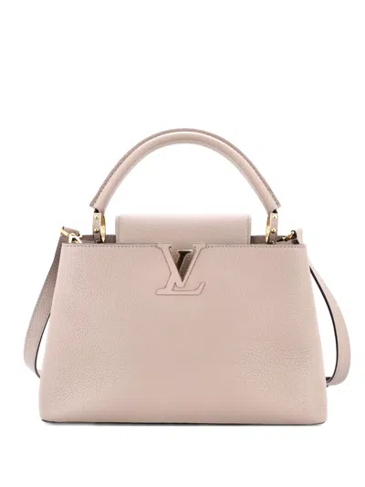 Pre-owned Louis Vuitton Capucines Bag Leather Pm Satchel In Neutral