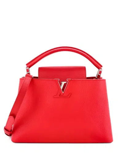 Pre-owned Louis Vuitton Capucines Bag Leather Pm Satchel In Red
