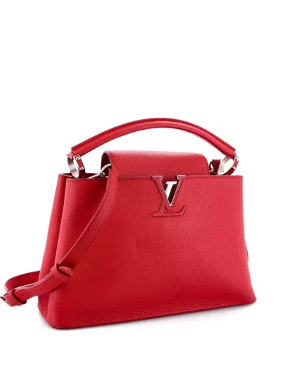 Pre-owned Louis Vuitton Capucines Bag Leather Pm Satchel In Red