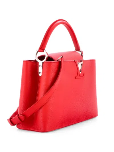 Pre-owned Louis Vuitton Capucines Bag Leather Pm Satchel In Red