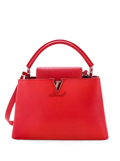 Pre-owned Louis Vuitton Capucines Bag Leather Pm Satchel In Red