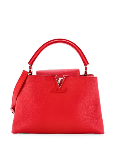 Pre-owned Louis Vuitton Capucines Bag Leather Pm Satchel In Red