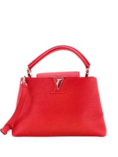 Pre-owned Louis Vuitton Capucines Bag Leather Pm Satchel In Red