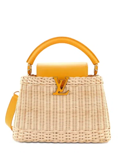 Pre-owned Louis Vuitton Capucines Bag Wicker With Leather Bb Satchel In Neutral