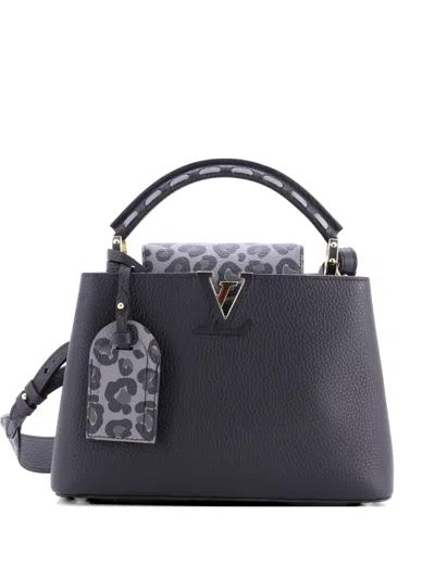 Pre-owned Louis Vuitton Capucines Bag Wild At Heart Leopard Print Taurillon Leather Bb Satchel In Black