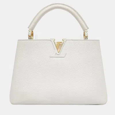 Pre-owned Louis Vuitton Capucines Bb Handbag In White