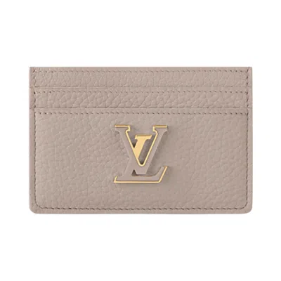 Pre-owned Louis Vuitton Capucines Card Holder 'galet Beige Taurillon Leather' | Grey | Women's Size Onesize In Gray