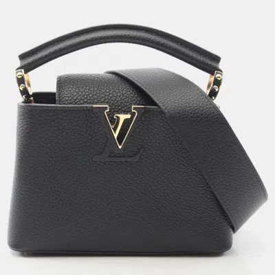 Pre-owned Louis Vuitton Capucines Mini Black Taurillon Leather Shoulder Bag