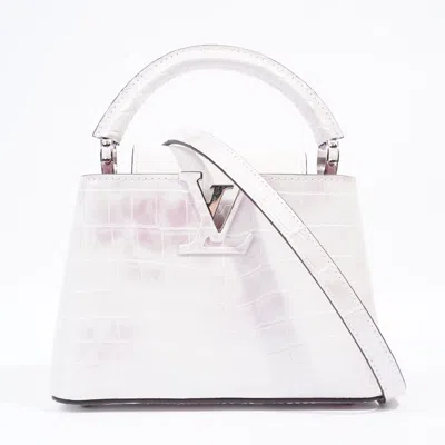 Pre-owned Louis Vuitton Capucines Mm Latte Mat Alligator Crossbody Bag In Pink