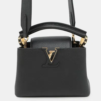 Pre-owned Louis Vuitton Capucines Noir Taurillon Leather Size Mini In Black