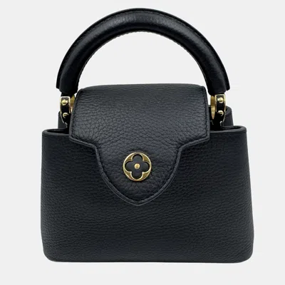 Pre-owned Louis Vuitton Capucines Noir Taurillon Leather Size Mini In Black