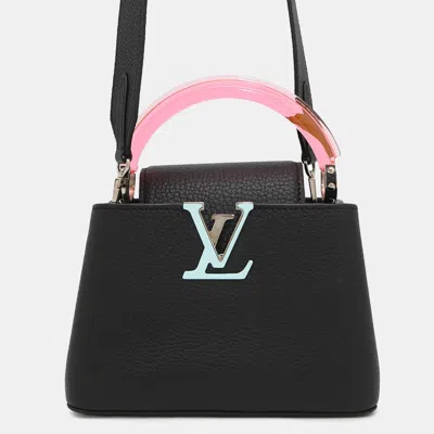 Pre-owned Louis Vuitton Capucines Noir/pink Taurillon Leather Plexiglas Size Mini In Black