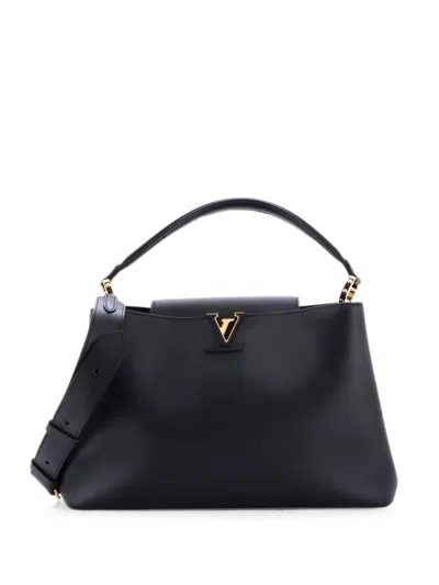 Pre-owned Louis Vuitton Capucines Souple Bag Leather Gm Satchel In Black