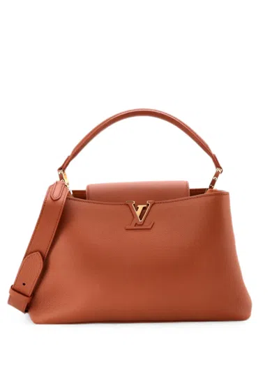 Pre-owned Louis Vuitton Capucines Souple Bag Leather Mm Shoulder Bag In Brown