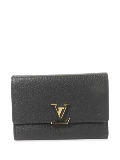 Pre-owned Louis Vuitton Capucines Taurillon Leather Wallet In Black