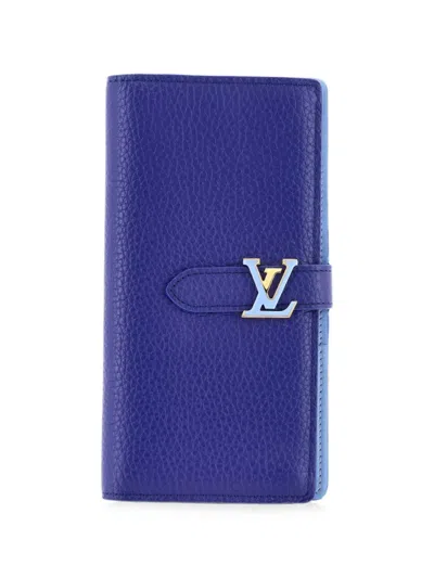 Pre-owned Louis Vuitton Capucines Vertical Wallet Leather Small Wallets In Blue