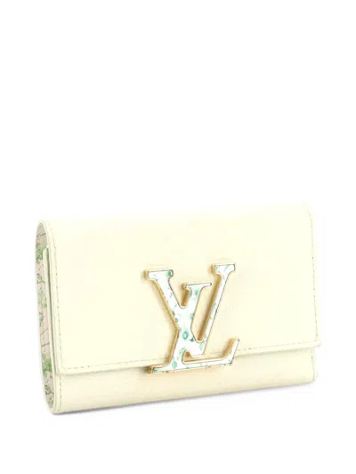 Pre-owned Louis Vuitton Capucines Wallet Leather Compact Small Wallets In Green