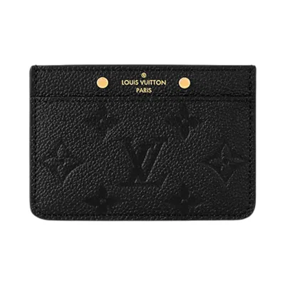 Pre-owned Louis Vuitton Card Holder 'black Monogram Embossed Empreinte Cowhide Leather' | Women's Size Onesize