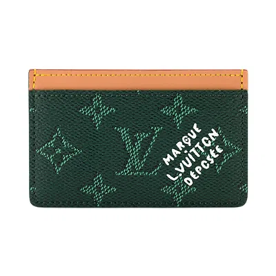 Pre-owned Louis Vuitton Card Holder 'green Monogram Canvas' | Men's Size Onesize