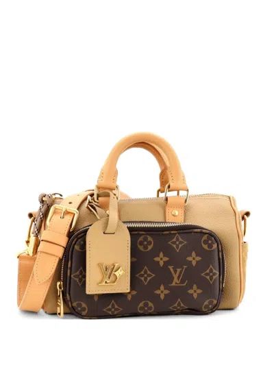 Pre-owned Louis Vuitton Cargo Keepall Bandouliere Bag Suede With Monogram Canvas 25 Crossbody Bag In Brown