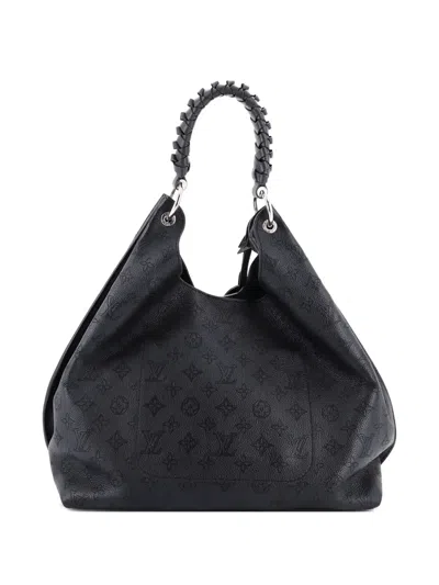 Pre-owned Louis Vuitton Carmel Mahina Leather Hobo Bag In Black