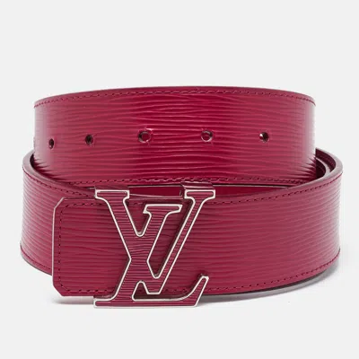 Pre-owned Louis Vuitton Carmine Epi Leather Lv Initiales Waist Belt 85cm In Red