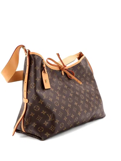 Pre-owned Louis Vuitton Carryall Monogram Canvas Mm Hobo Bag In Brown