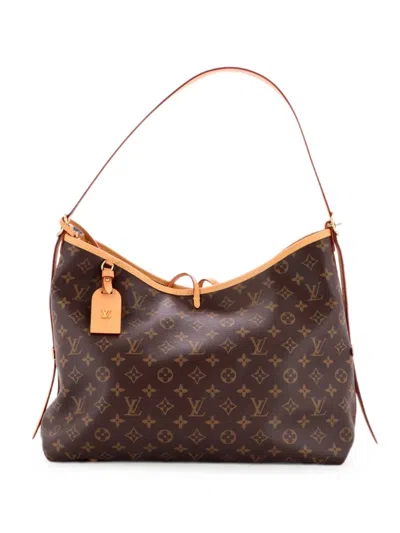 Pre-owned Louis Vuitton Carryall Monogram Canvas Mm Hobo Bag In Brown