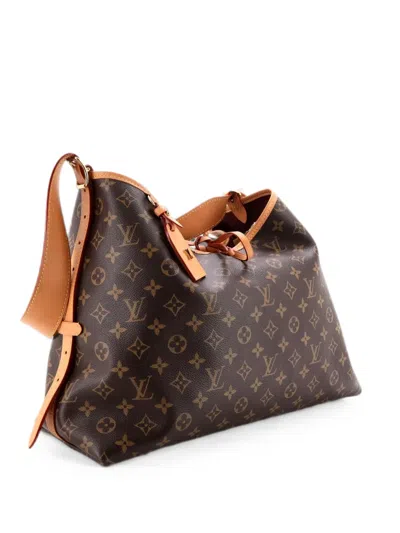 Pre-owned Louis Vuitton Carryall Monogram Canvas Mm Hobo Bag In Brown