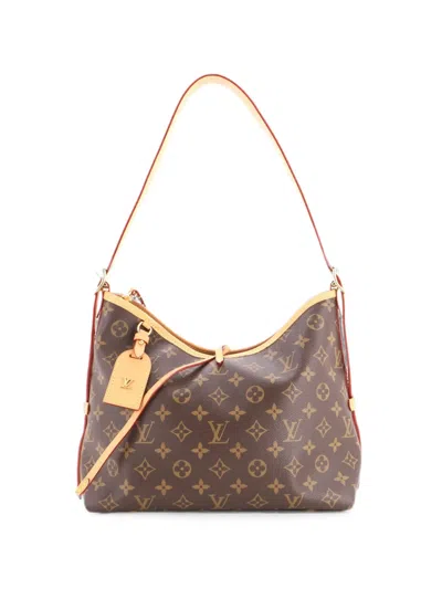 Pre-owned Louis Vuitton Carryall Monogram Canvas Pm Hobo Bag In ブラウン