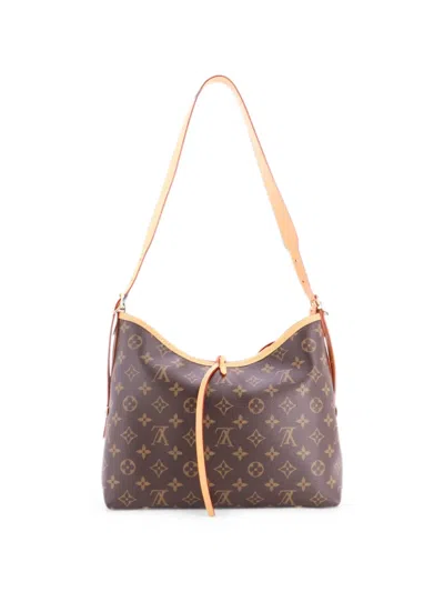 Pre-owned Louis Vuitton Carryall Monogram Canvas Pm Hobo Bag In Brown
