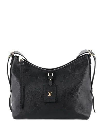 Pre-owned Louis Vuitton Carryall Monogram Empreinte Giant Pm Hobo Bag In Black